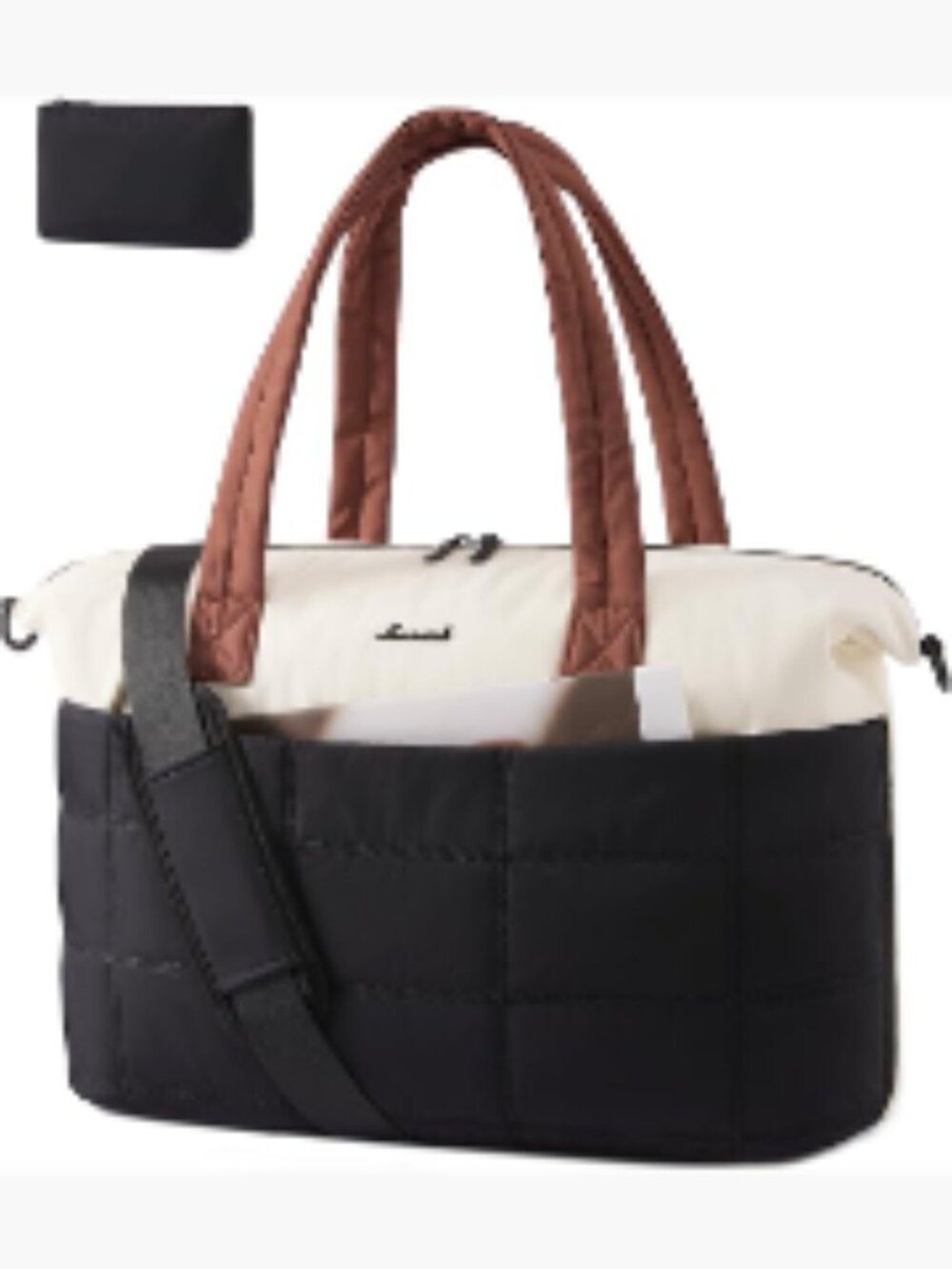 Waterproof Quilted Puffer Gym Bag with Laptop Compartment and Wet Pocket,
